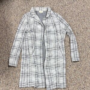 Gray Plaid Open Front Cardigan/Jacket